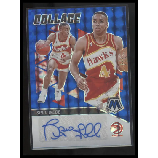 2023-24 Panini Mosaic #CM-WEB Spud Webb Collage Autographs Mosaic Blue #/49