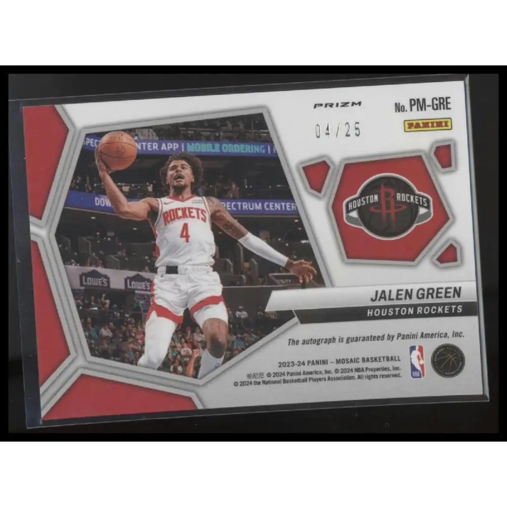 2023-24 Panini Mosaic #PM-GRE Jalen Green Pictographs Mosaic White #/25