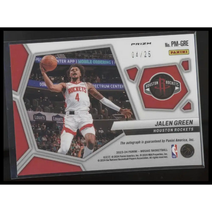 2023-24 Panini Mosaic #PM-GRE Jalen Green Pictographs Mosaic White #/25