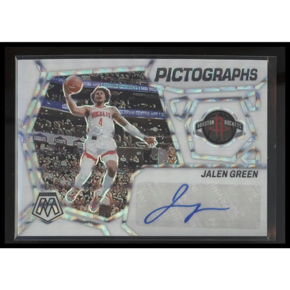 2023-24 Panini Mosaic #PM-GRE Jalen Green Pictographs Mosaic White #/25