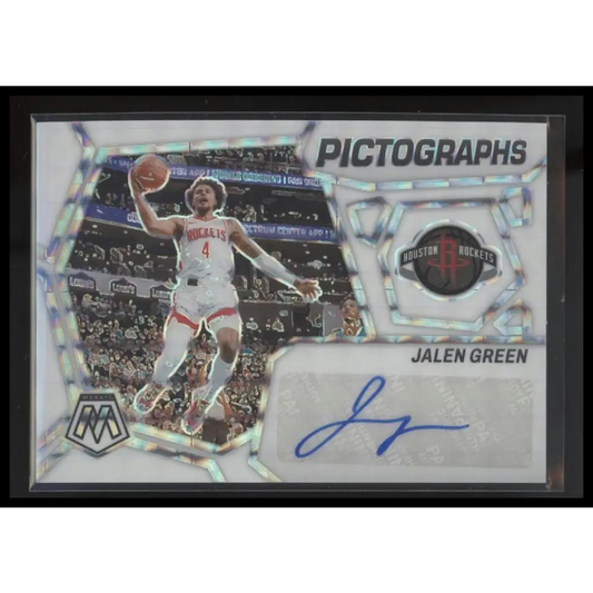 2023-24 Panini Mosaic #PM-GRE Jalen Green Pictographs Mosaic White #/25