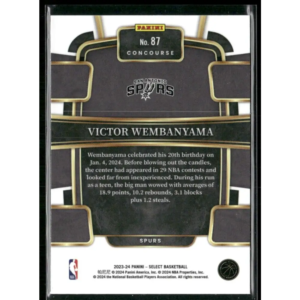 2023-24 Panini NBA Select Victor Wembanyama No.87 (RC)