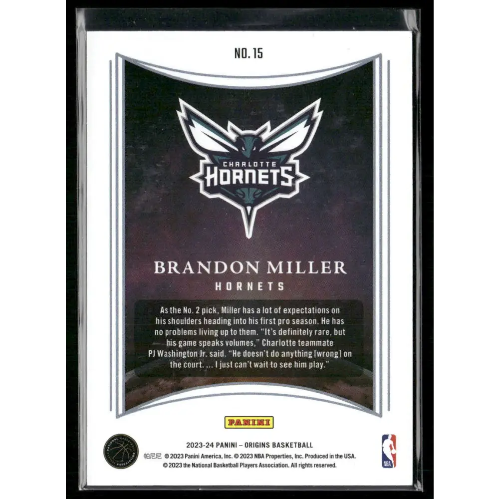 2023-24 Panini Origins #15 Brandon Miller Dawn