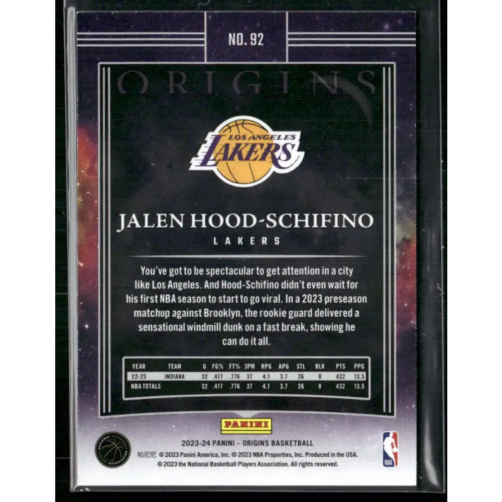 2023-24 Panini Origins #92 Jalen Hood-Schifino Orange #/75