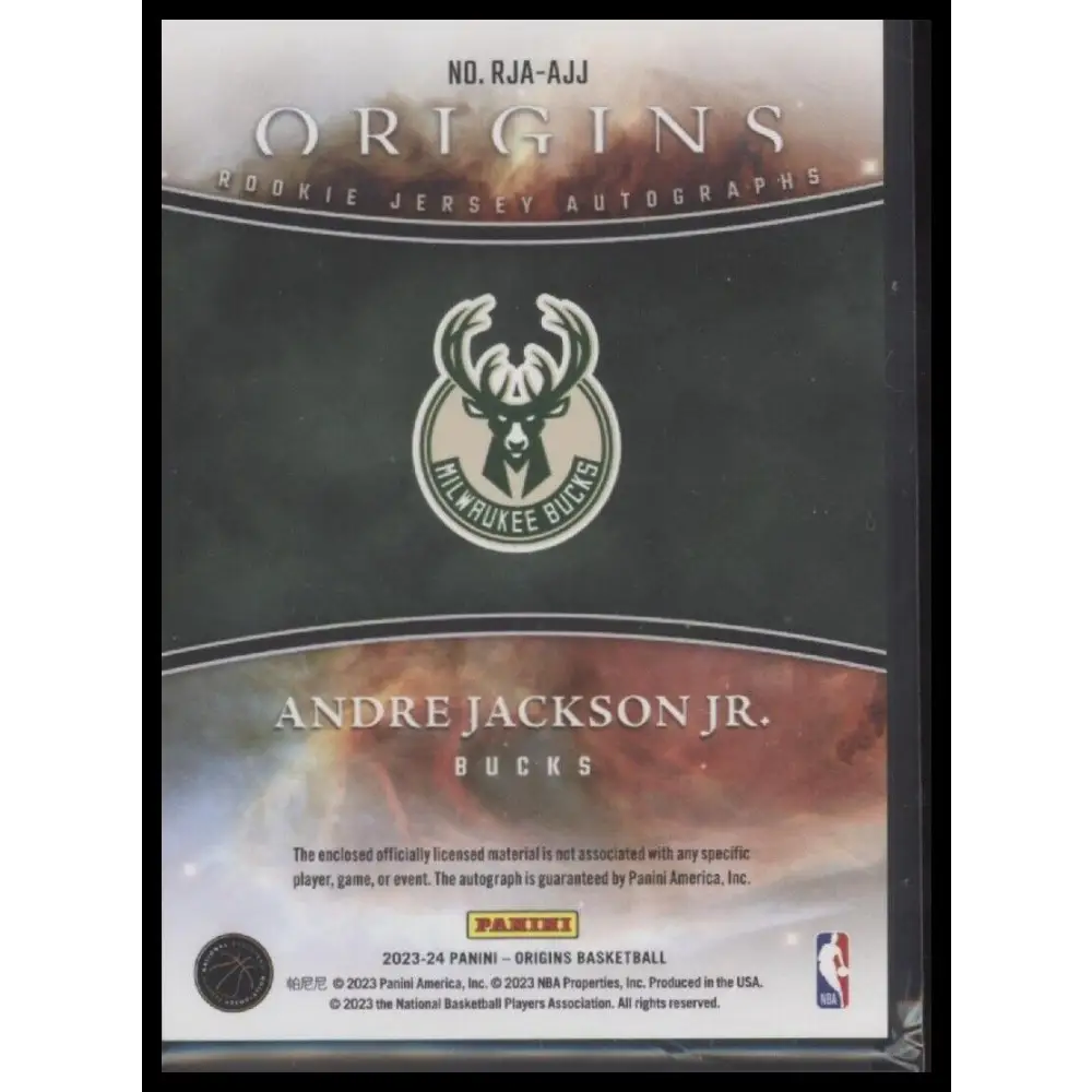 2023-24 Panini Origins Andre Jackson Jr. Rookie Jersey Autographs Red #/99
