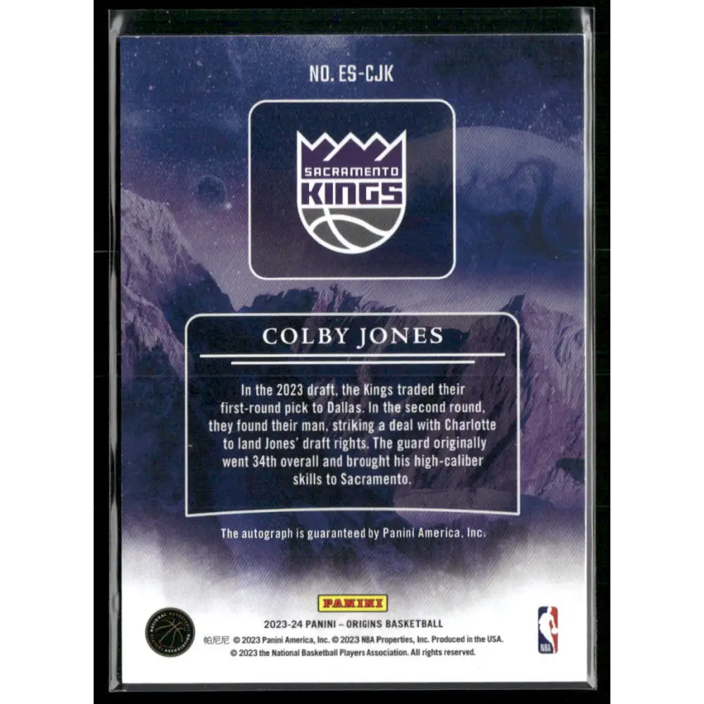 2023-24 Panini Origins #ES-CJK Colby Jones Elevation Signatures #/150