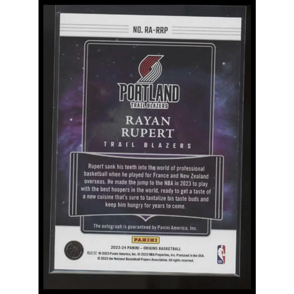 2023-24 Panini Origins #RA-RRP Rayan Rupert Rookie Autographs