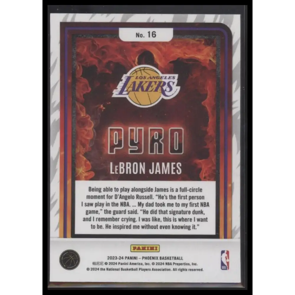 2023-24 Panini Phoenix #16 LeBron James Pyro