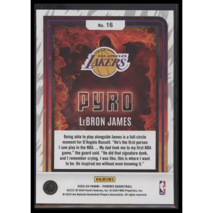 2023-24 Panini Phoenix #16 LeBron James Pyro