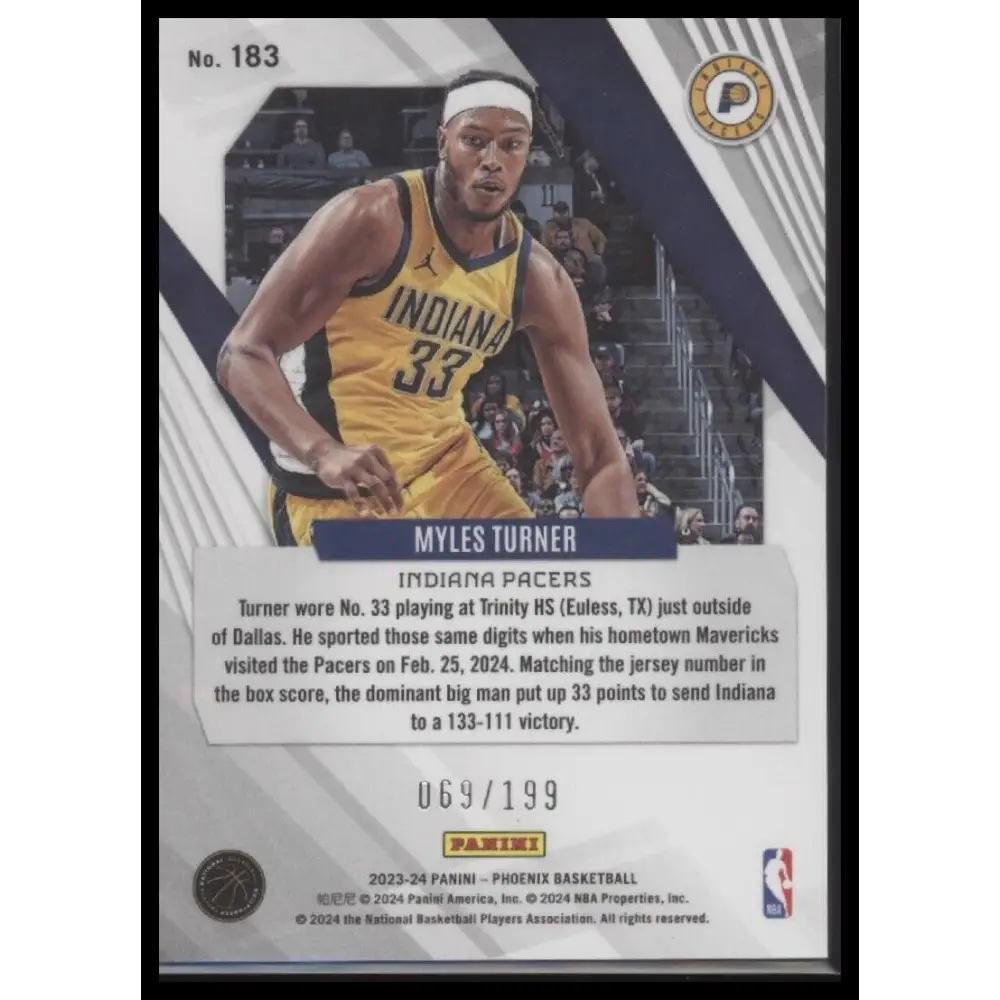 2023-24 Panini Phoenix #183 Myles Turner Red #/199