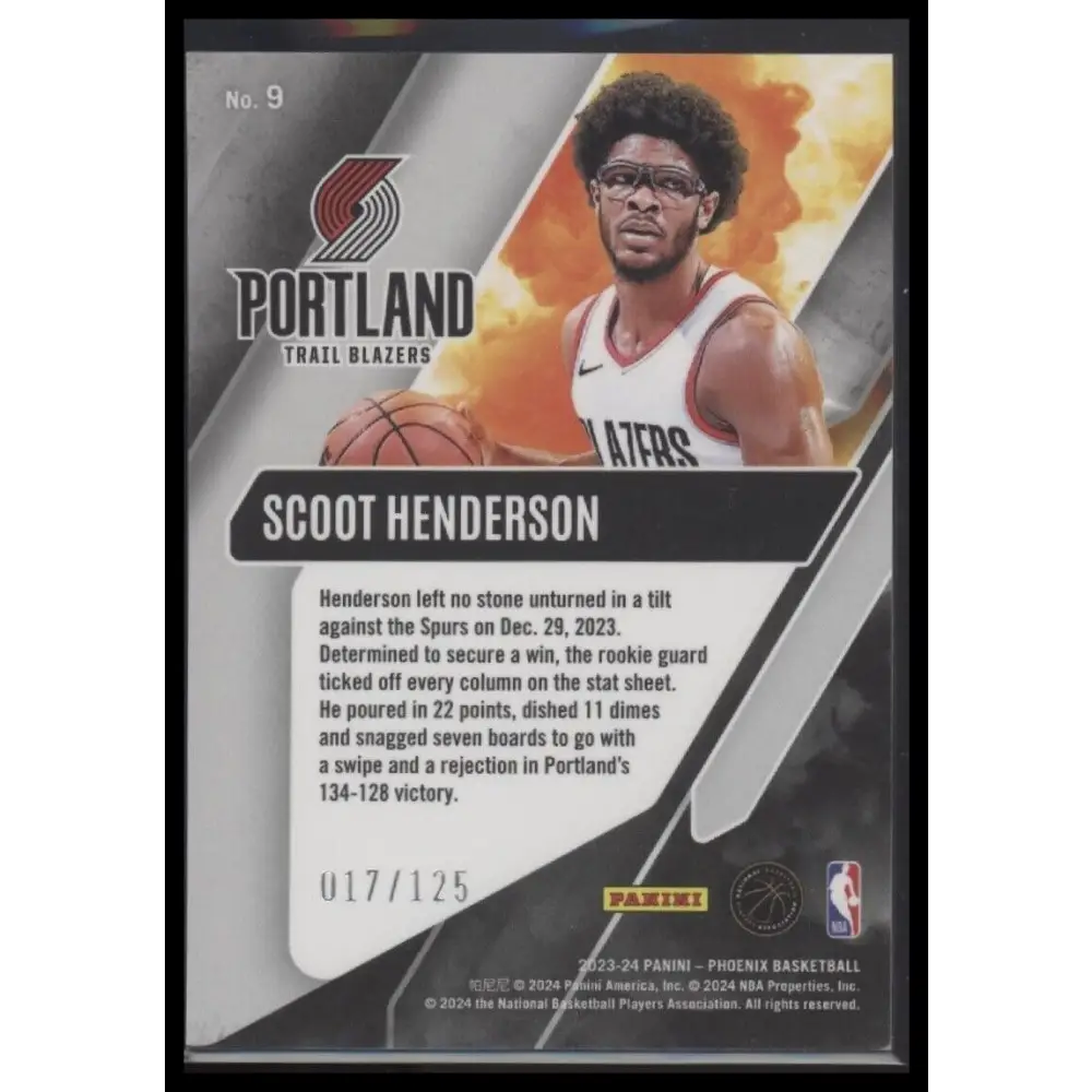 2023-24 Panini Phoenix #9 Scoot Henderson Operation Detonation Red #/125