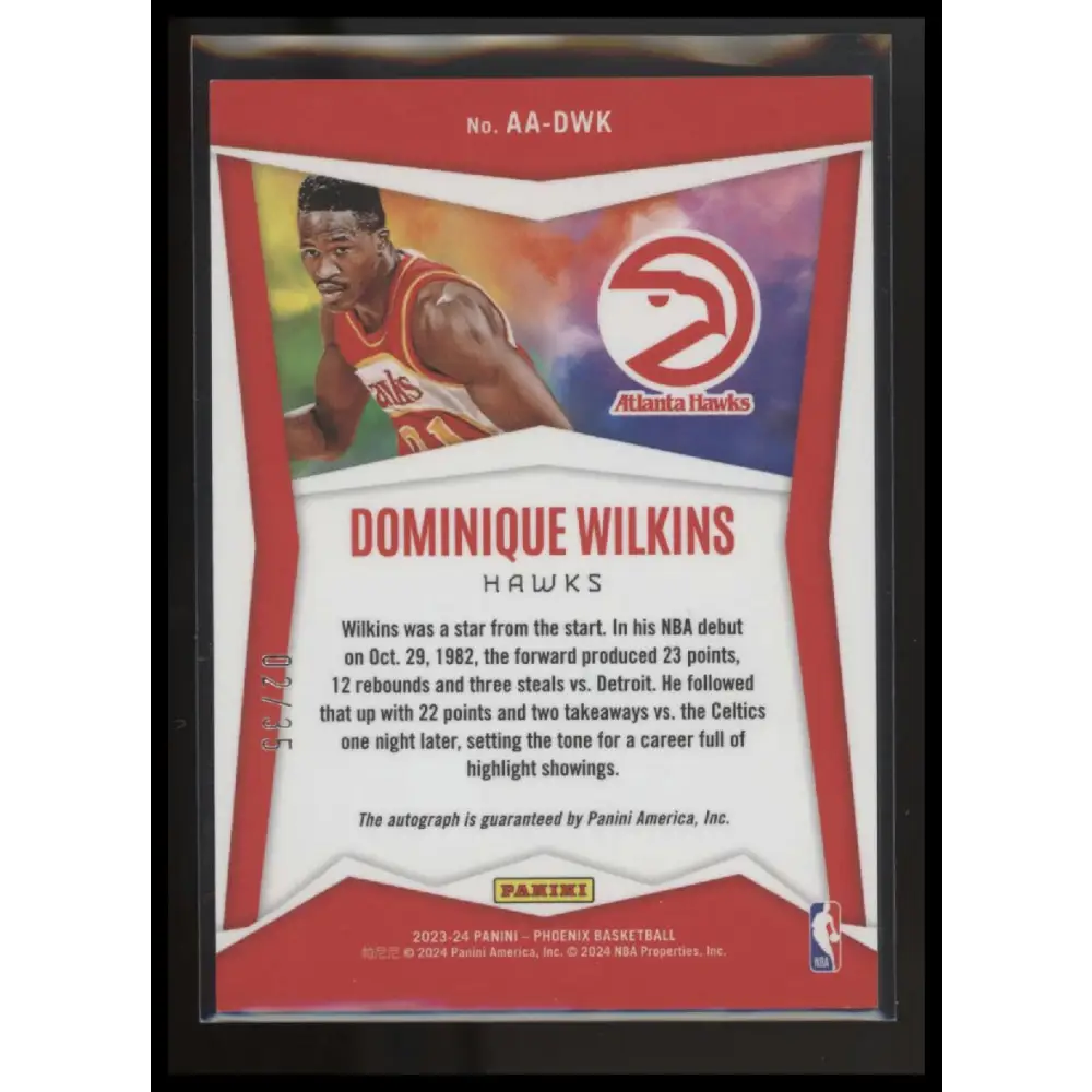 2023-24 Panini Phoenix Dominique Wilkins Ascension Autographs Yellow #/35