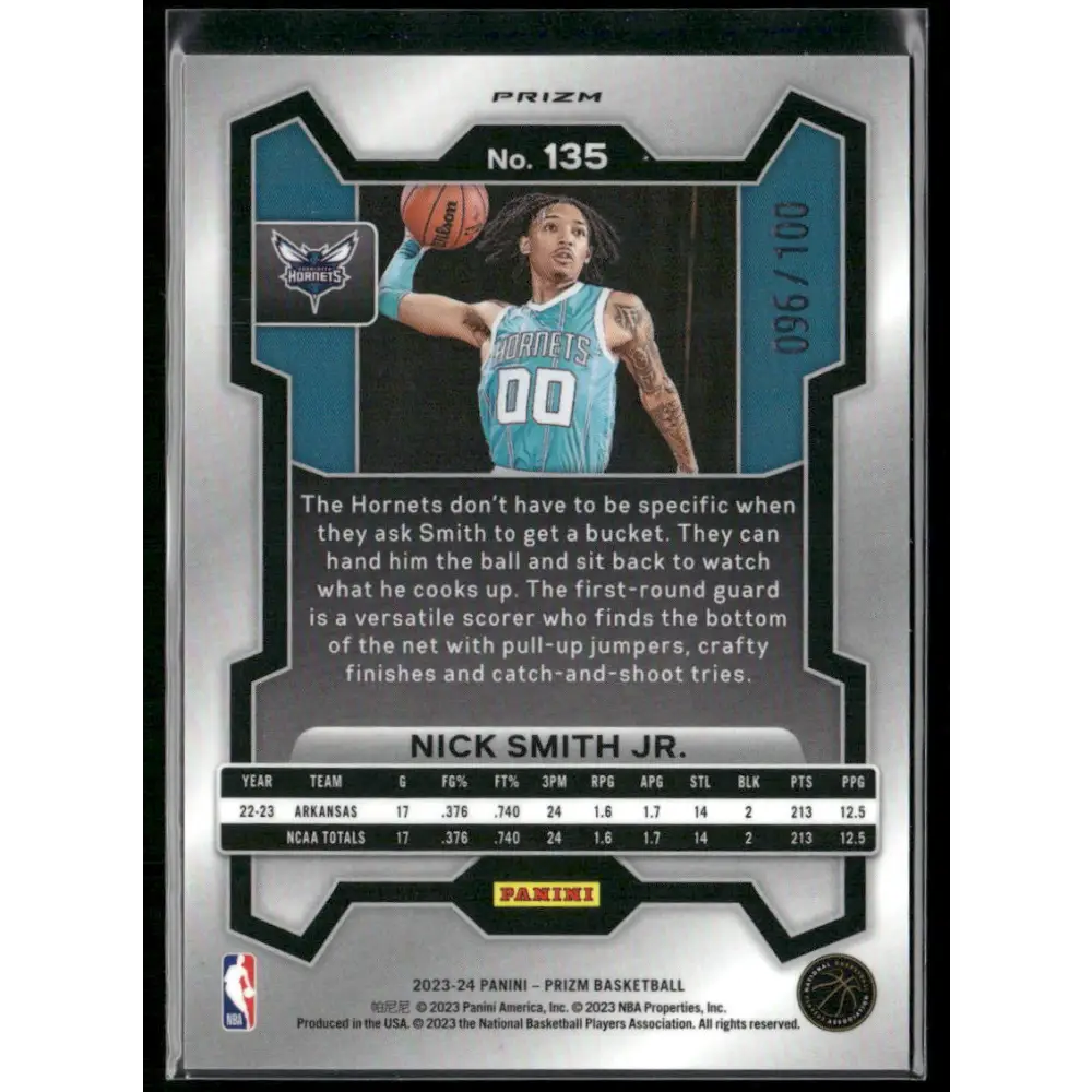2023-24 Panini Prizm #135 Nick Smith Jr. Prizms Fast Break Red #/100
