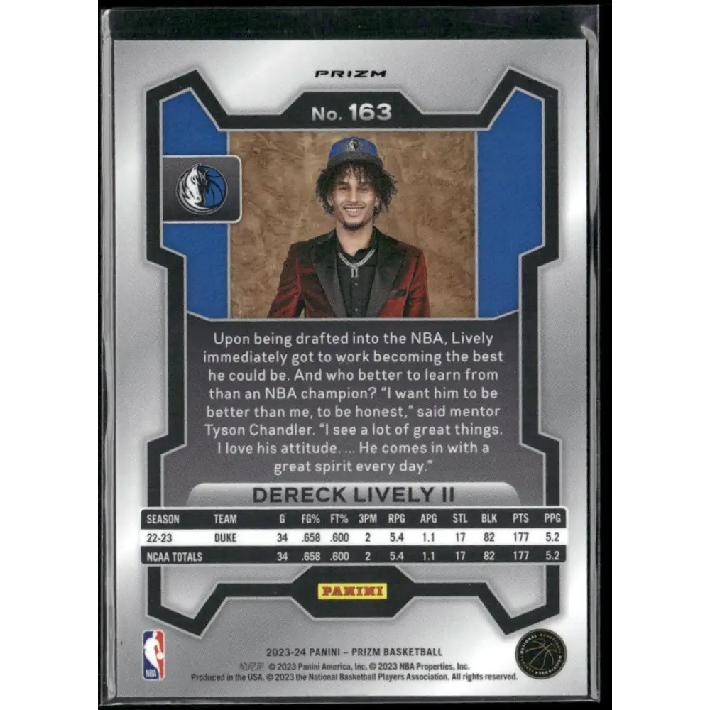 2023-24 Panini Prizm #163 Dereck Lively II Prizms Fast Break