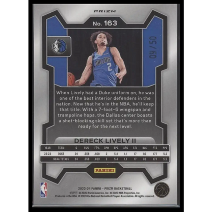 2023-24 Panini Prizm #163 Dereck Lively II Prizms Fast Break Pink #/50