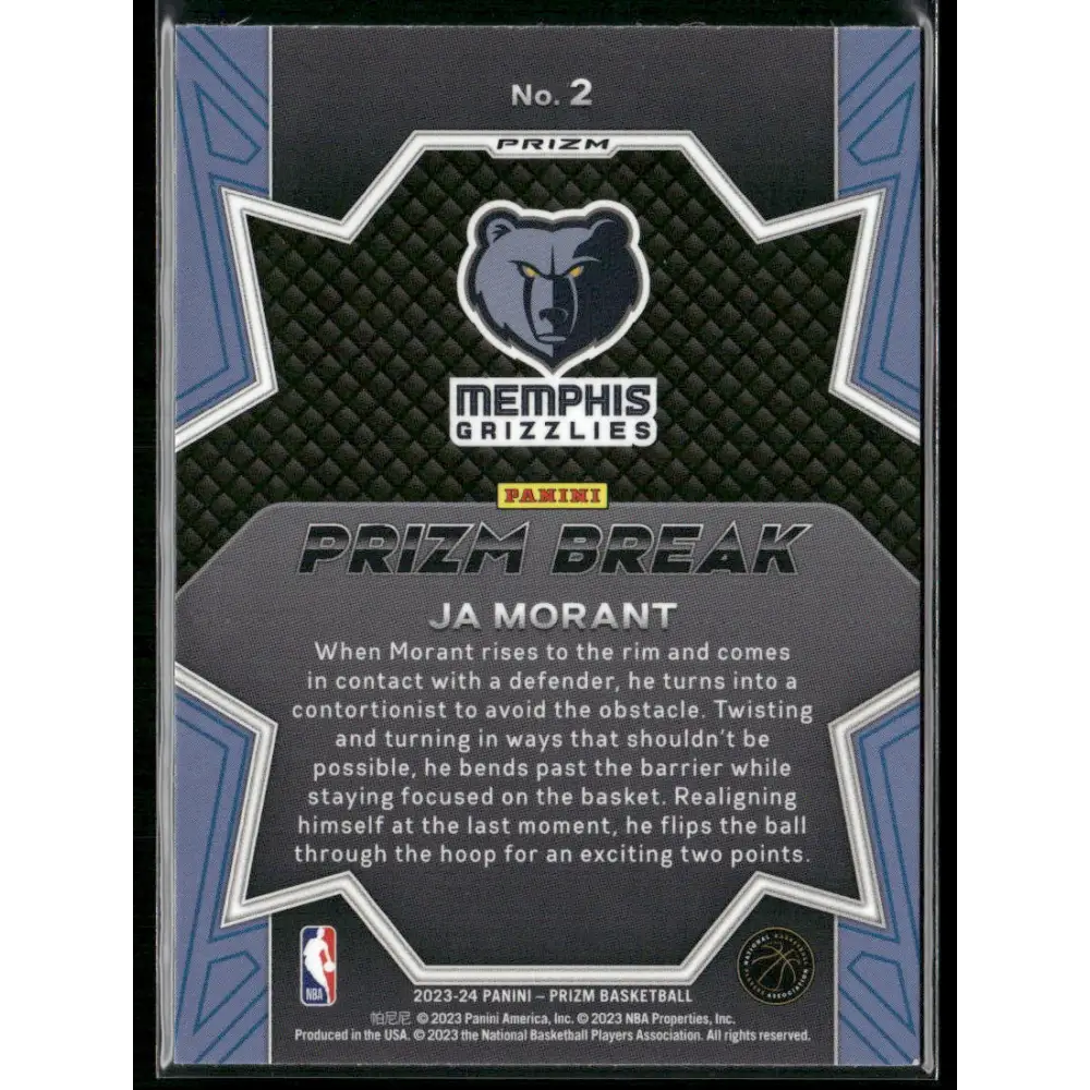 2023-24 Panini Prizm #2 Ja Morant Prizm Break Prizms Blue Wave