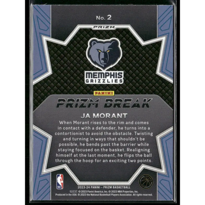 2023-24 Panini Prizm #2 Ja Morant Prizm Break Prizms Blue Wave