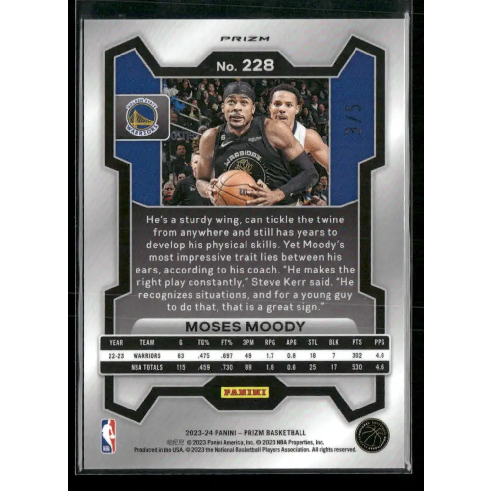 2023-24 Panini Prizm #228 Moses Moody Prizms Green #/5