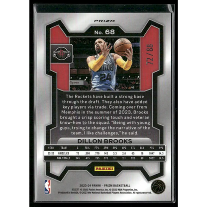 2023-24 Panini Prizm #68 Dillon Brooks Prizms Multi Wave #/88