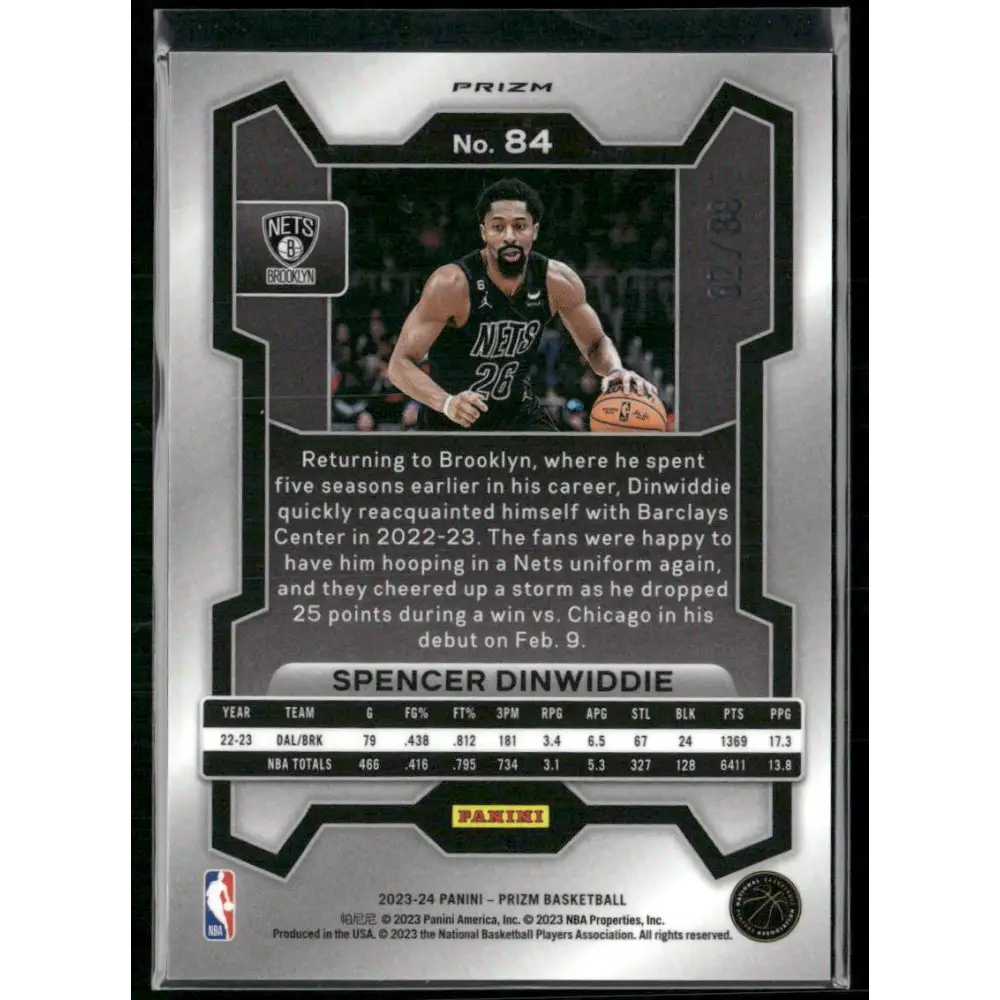 2023-24 Panini Prizm #84 Spencer Dinwiddie Prizms Multi Wave #/88