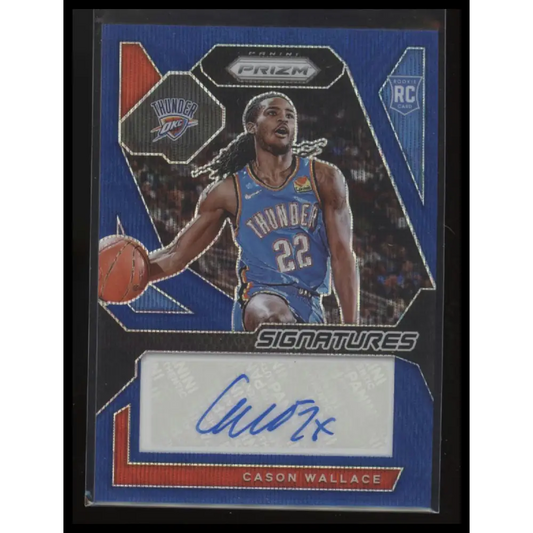 2023-24 Panini Prizm #RSI-WCE Cason Wallace Rookie Signatures Prizms Blue Wave