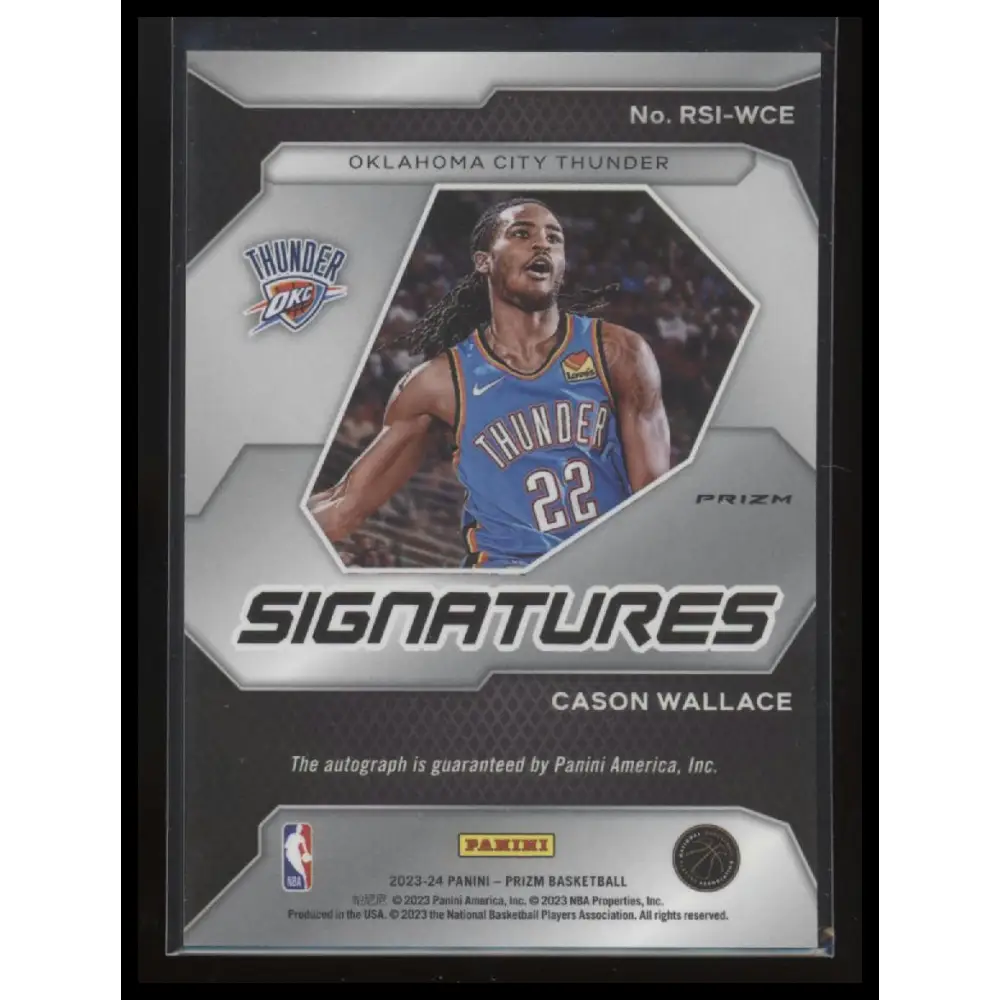 2023-24 Panini Prizm #RSI-WCE Cason Wallace Rookie Signatures Prizms Blue Wave