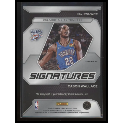 2023-24 Panini Prizm #RSI-WCE Cason Wallace Rookie Signatures Prizms Blue Wave