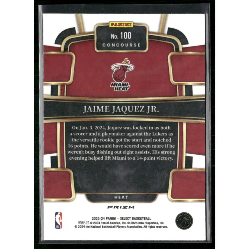 2023-24 Panini Select #100 Jaime Jaquez Jr. Tri-Color Prizms