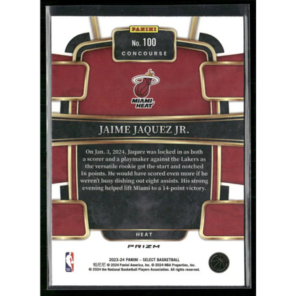 2023-24 Panini Select #100 Jaime Jaquez Jr. Tri-Color Prizms