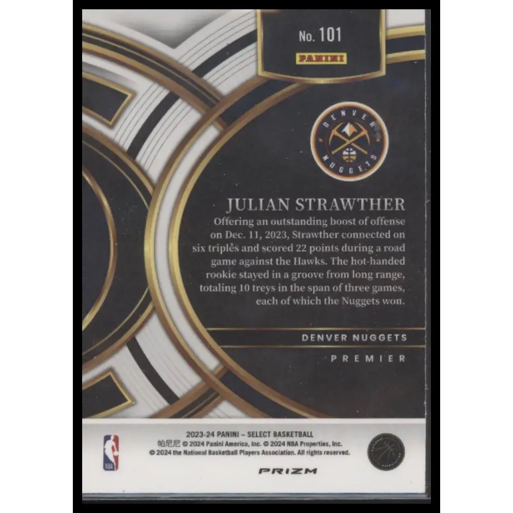 #2023-24 Panini Select #101 Julian Strawther Prizm - Trading Card