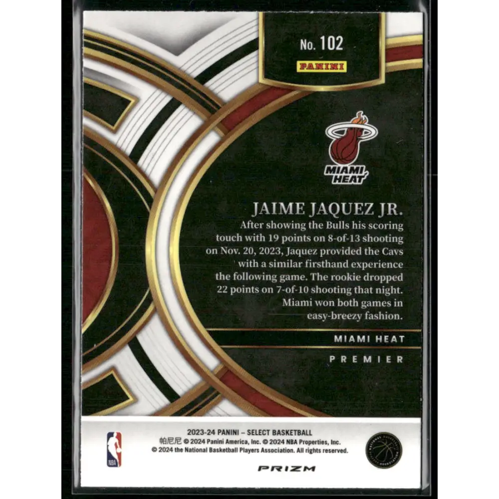 2023-24 Panini Select #102 Jaime Jaquez Jr. Tri-Color Prizms