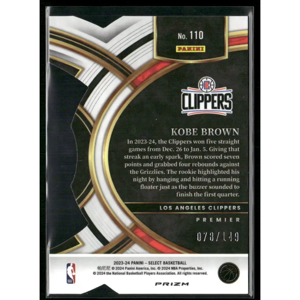 2023-24 Panini Select #110 Kobe Brown White Prizms #/149