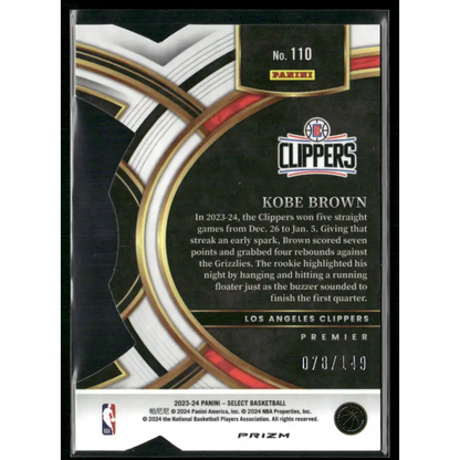 2023-24 Panini Select #110 Kobe Brown White Prizms #/149