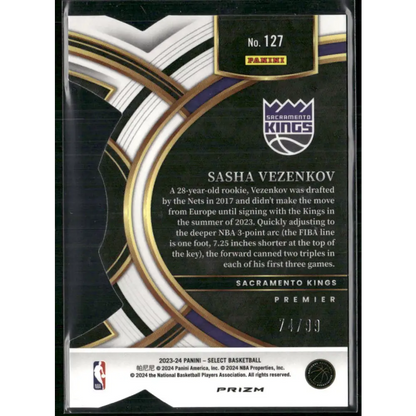 2023-24 Panini Select #127 Sasha Vezenkov Purple Prizms Die Cut #/99