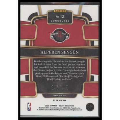 2023-24 Panini Select #13 Alperen Sengun White Prizms #/149