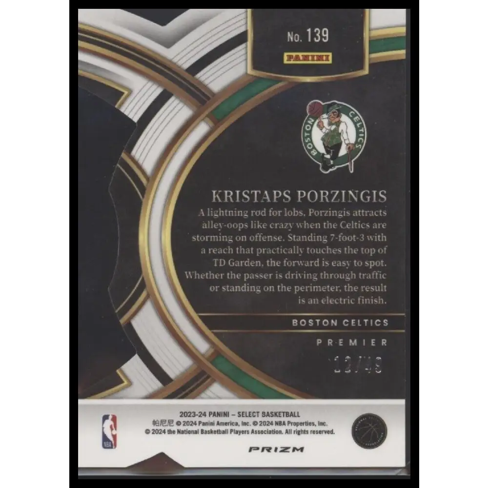 2023-24 Panini Select #139 Kristaps Porzingis Prizms Die Cut #/49