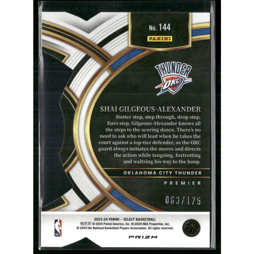 2023-24 Panini Select #144 Shai Gilgeous-Alexander Maroon Prizms #/175