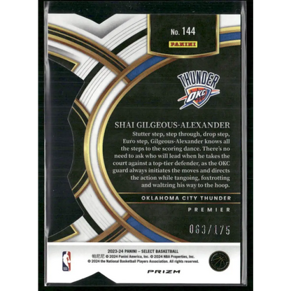 2023-24 Panini Select #144 Shai Gilgeous-Alexander Maroon Prizms #/175