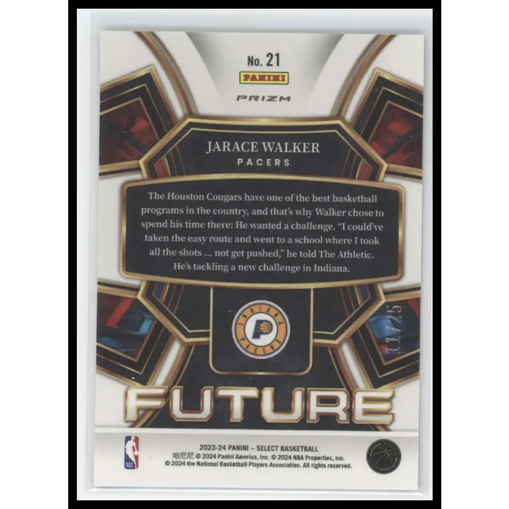 2023-24 Panini Select #21 Jarace Walker Select Future Tie-Dye Prizms #/25