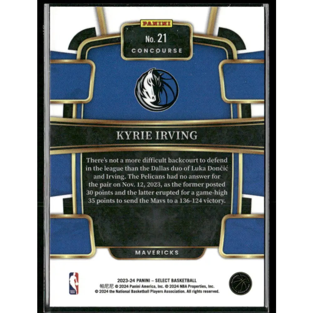 2023-24 Panini Select #21 Kyrie Irving Blue (Retail Base)