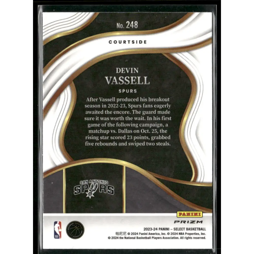 2023-24 Panini Select #248 Devin Vassell Zebra Prizms