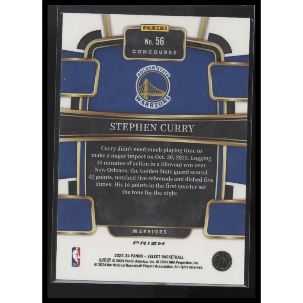 2023-24 Panini Select #56 Stephen Curry Red White Blue Prizm