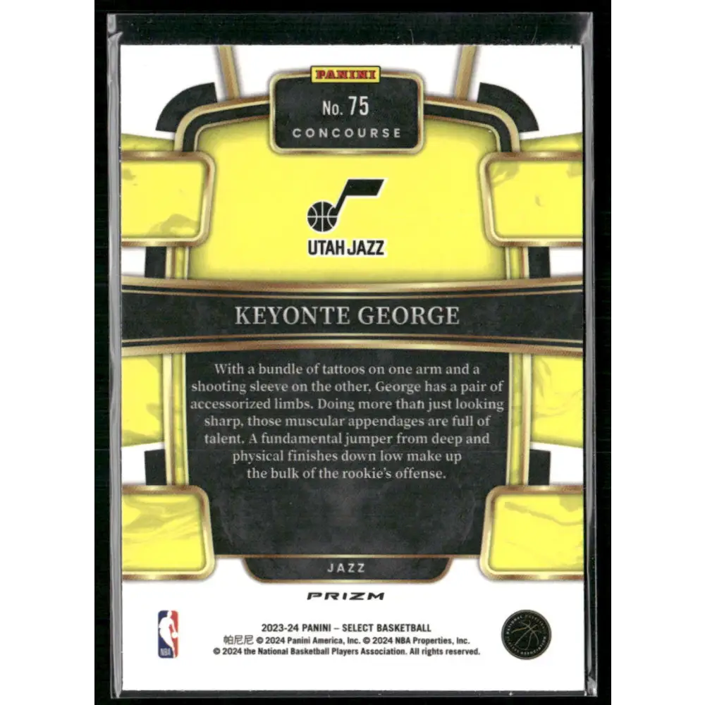 2023-24 Panini Select #75 Keyonte George Tri-Color Prizms