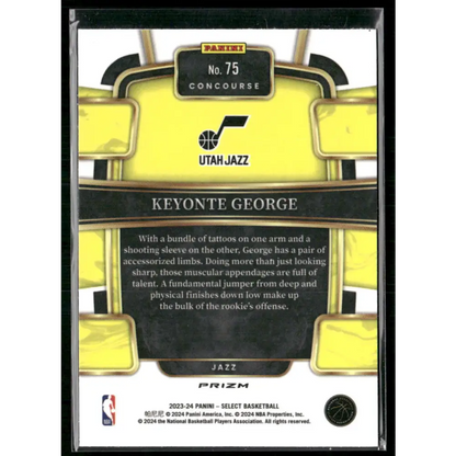 2023-24 Panini Select #75 Keyonte George Tri-Color Prizms