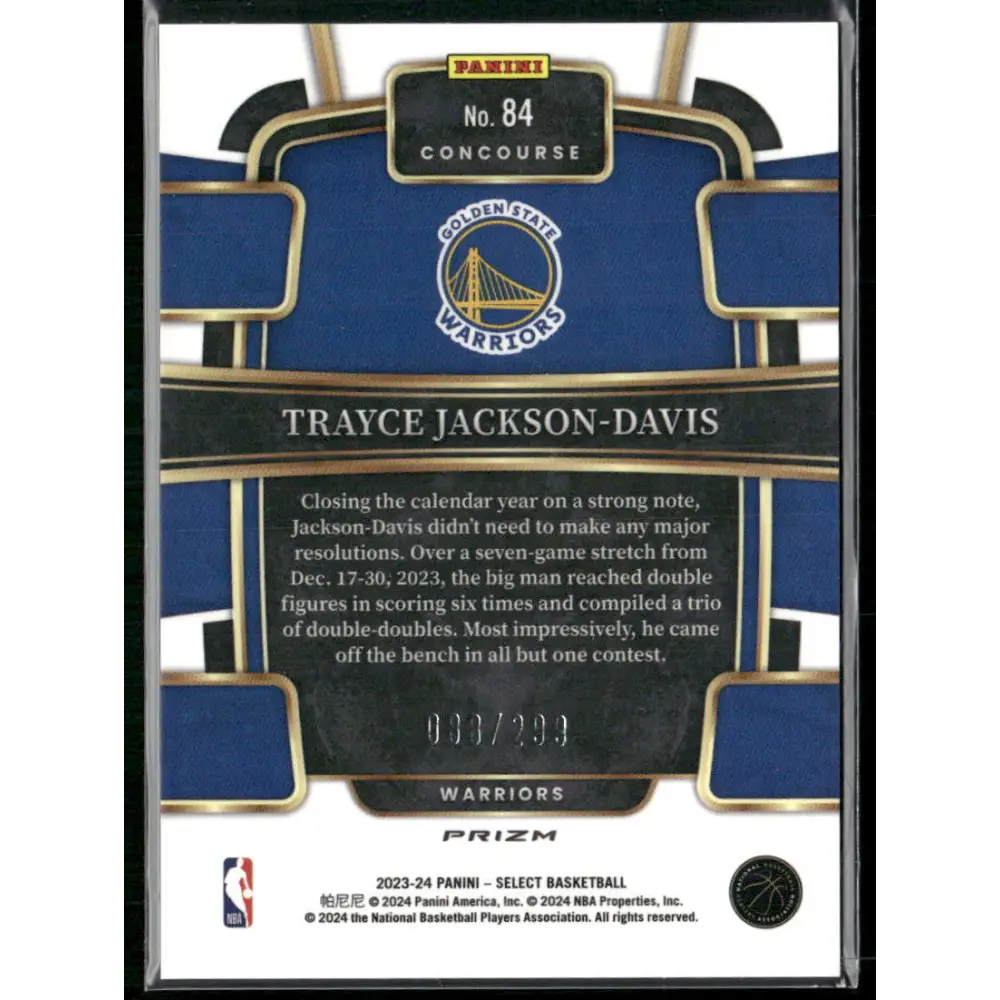 2023-24 Panini Select #84 Trayce Jackson-Davis Light Blue Prizms #/299