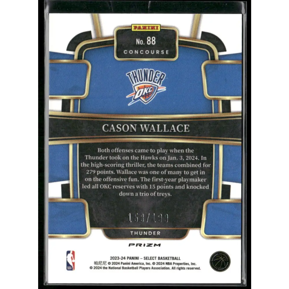 2023-24 Panini Select #88 Cason Wallace Red Prizms #/199