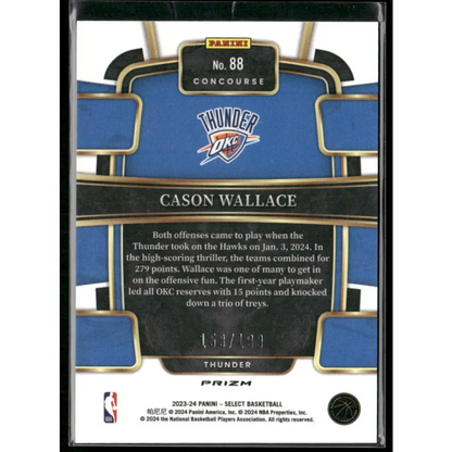 2023-24 Panini Select #88 Cason Wallace Red Prizms #/199