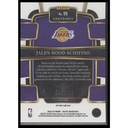 2023-24 Panini Select #99 Jalen Hood-Schifino Red Prizms #/199
