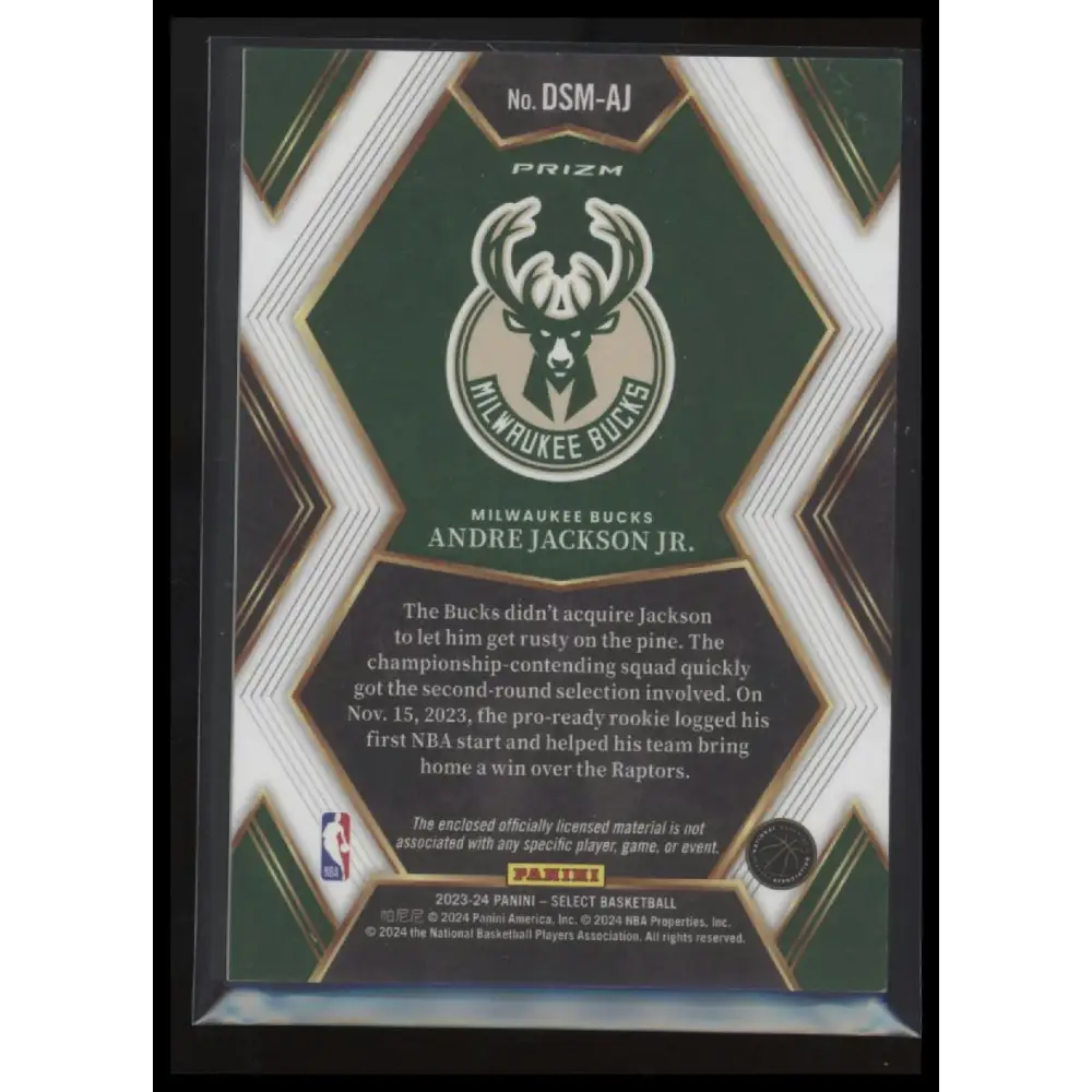 2023-24 Panini Select #DSM-AJ Andre Jackson Jr. Draft Selections Memorabilia