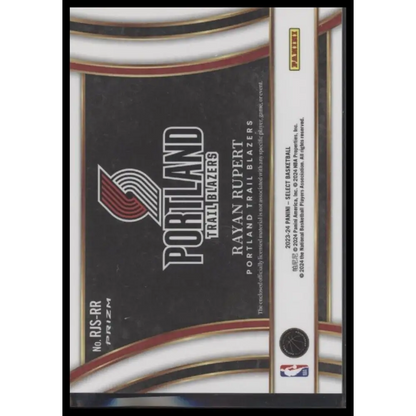 2023-24 Panini Select #RJS-RR Rayan Rupert Jumbo Rookie Swatches